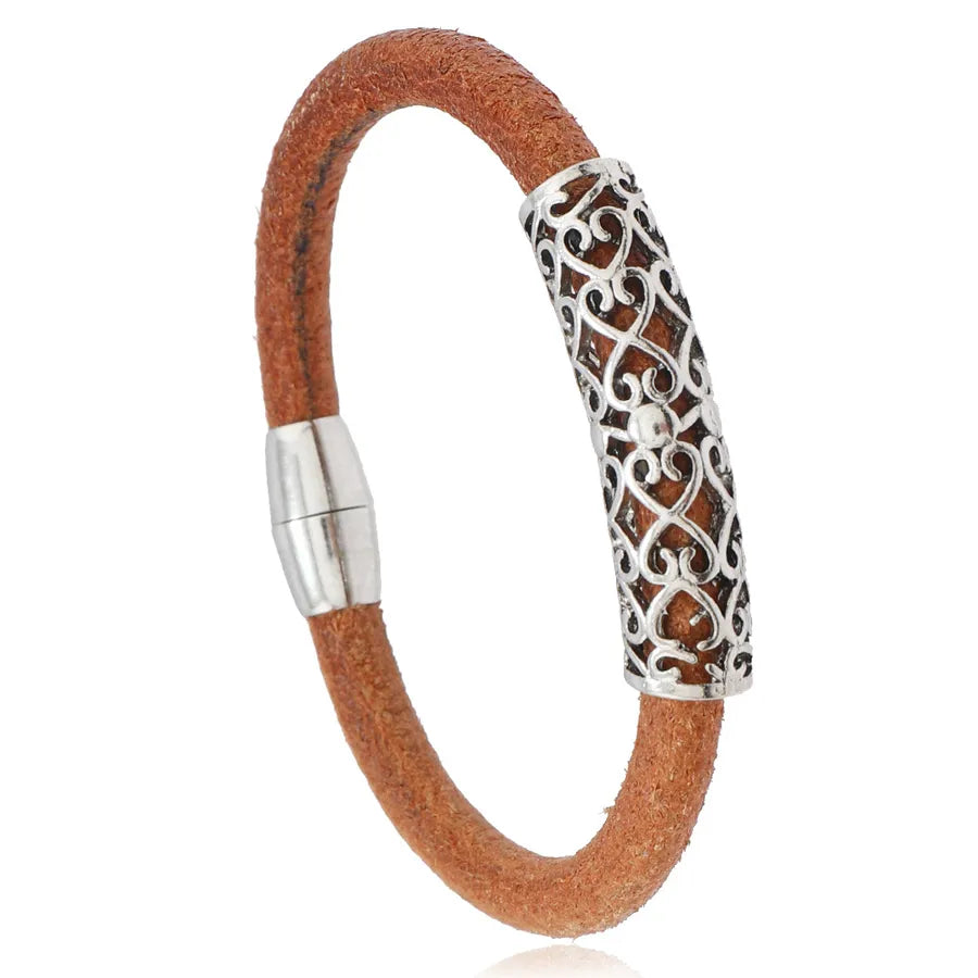 vintage style punk geometric dragon alloy cowhide handmade men's bracelets