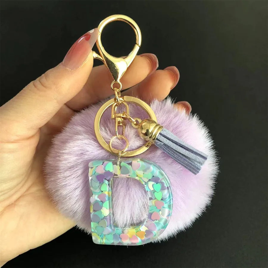 Cute Simple Style Letter Hairball Resin Unisex Bag Pendant Keychain