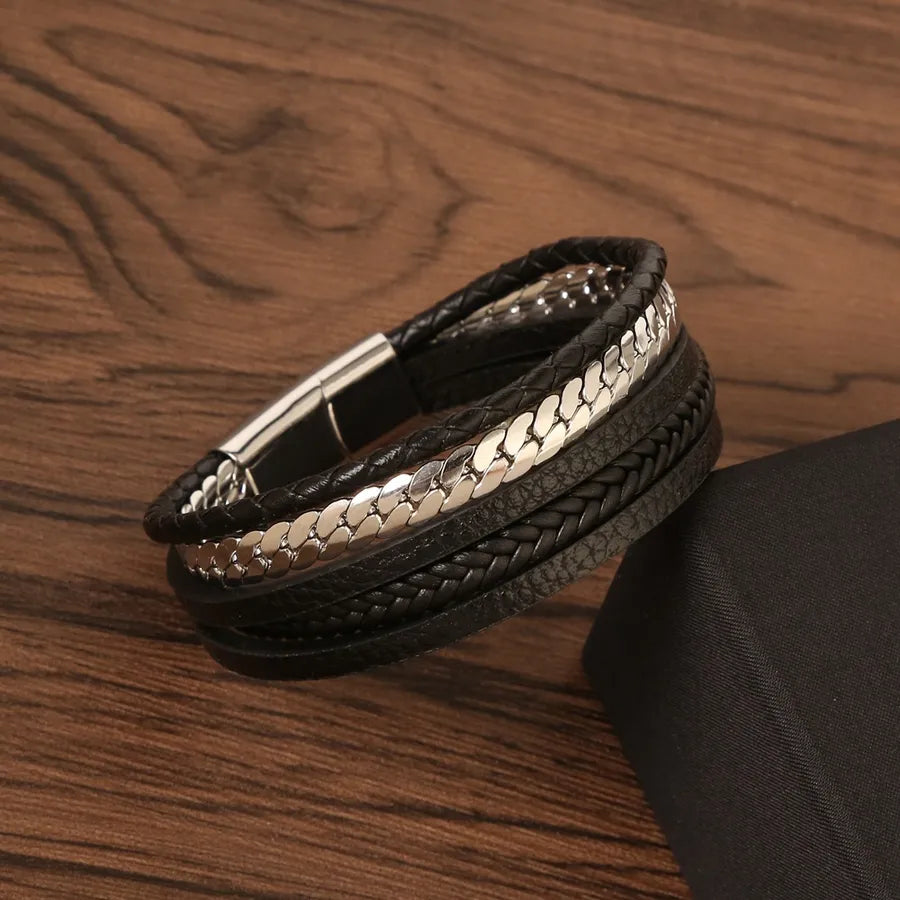 hip-hop vintage style rock geometric stainless steel men's bangle