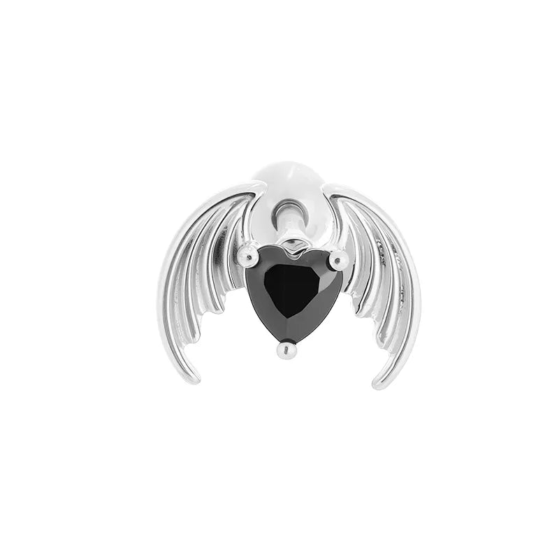 1 Piece Casual Nordic Style Punk Four Leaf Clover Wings Fish Tail Polishing Plating 316L Stainless Steel  Zircon 18K Gold Plated Screw Backs Ear Studs