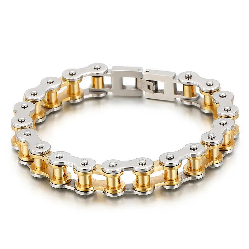 Hip-Hop Solid Color Stainless Steel 18K Gold Plated Men's Bracelets