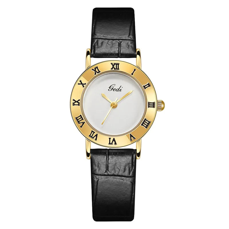 Retro Solid Color Buckle Quartz Watch Women's Watches