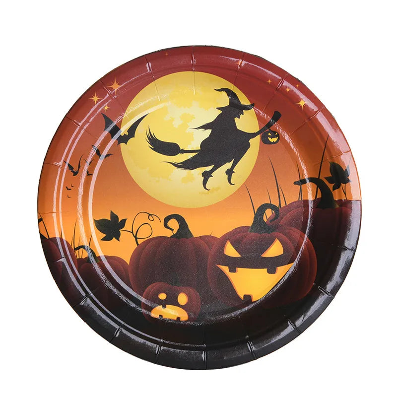 halloween simple style pumpkin spider paper festival tableware
