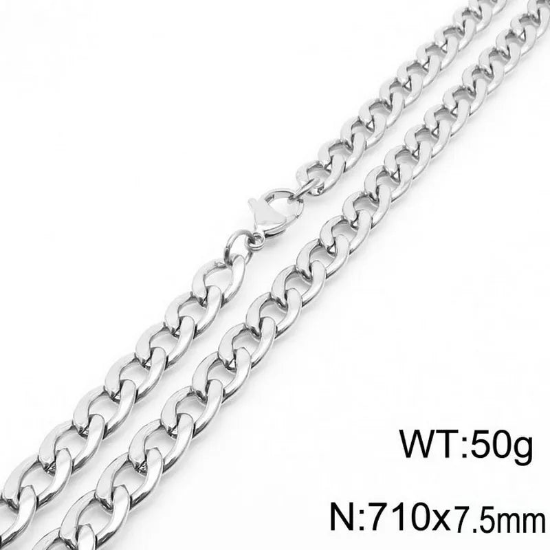 simple style solid color stainless steel plating necklace chain 1 piece