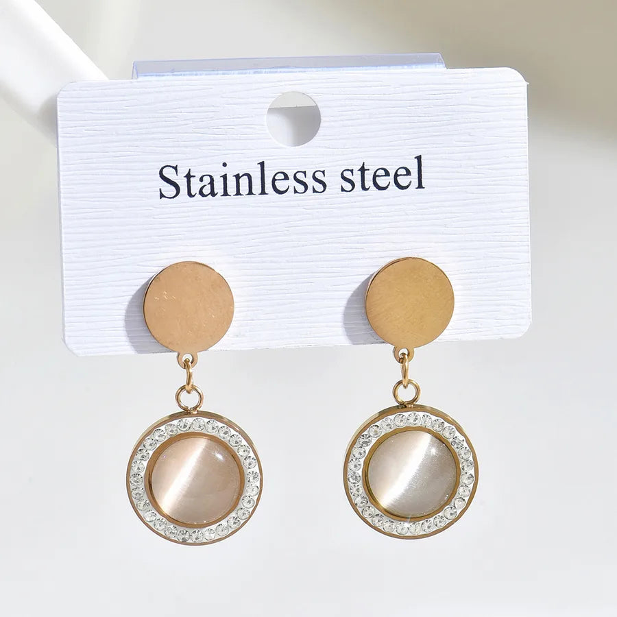 1 Pair Casual Elegant Modern Style Round Square Flower 316 Stainless Steel  Ear Studs