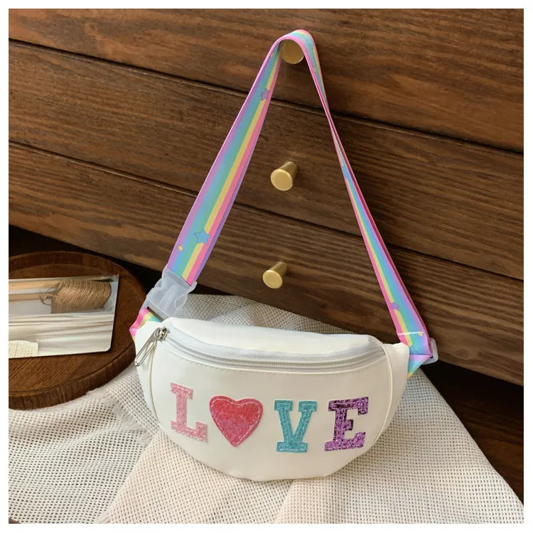 Children's Bag High-value Cute Sequin Baby's Western-style Chest Bag Girls' Colorful Lightweight Crossbody Bag PU Waist Bag