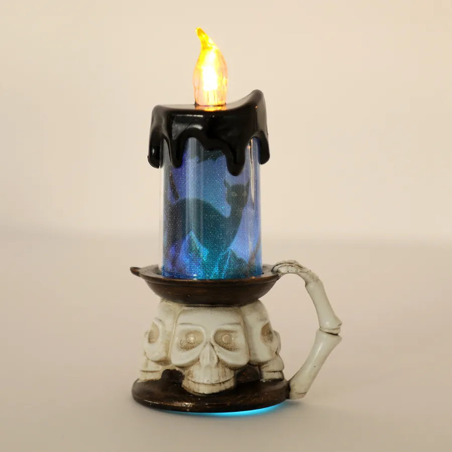 Halloween Pumpkin Candle Light Skull Flame Light Small Night Light Bar Secret Room Decoration Costume Prop Plastic Material
