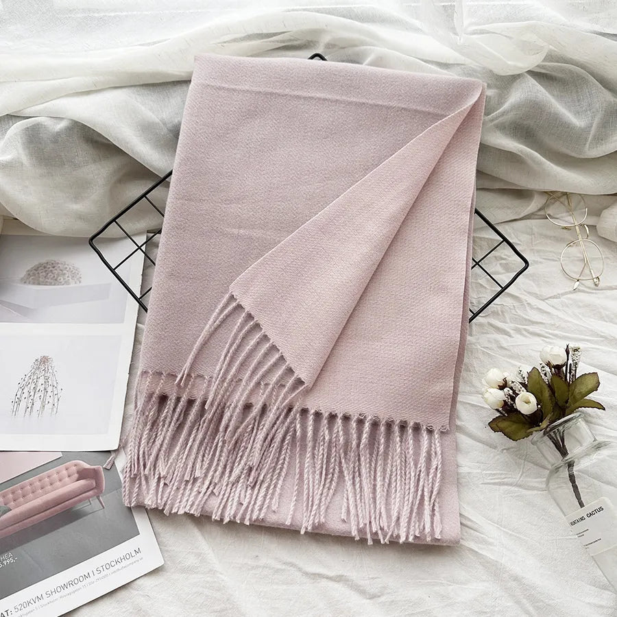 Unisex Sweet Simple Style Solid Color Imitation cashmere Polyester Scarf