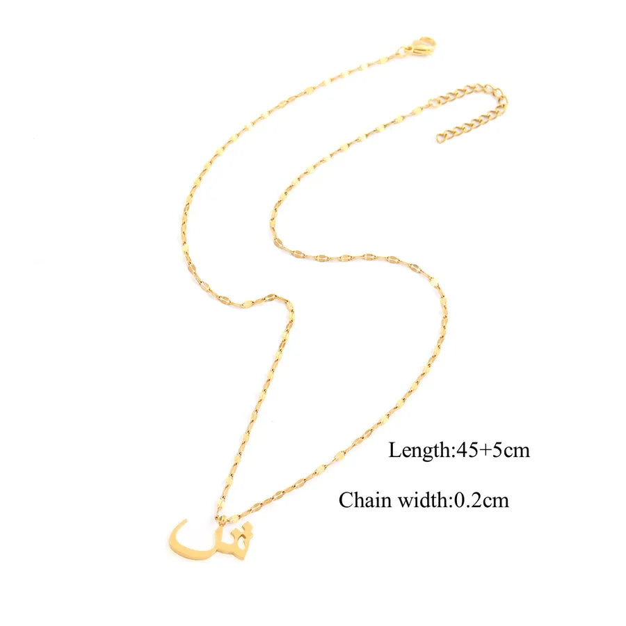 Wholesale Jewelry Casual Simple Style Arabic Letters 201 Stainless Steel 304 Stainless Steel Lip Chain Pendant Necklace