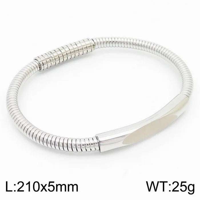 business simple style geometric stainless steel plating men's bangle