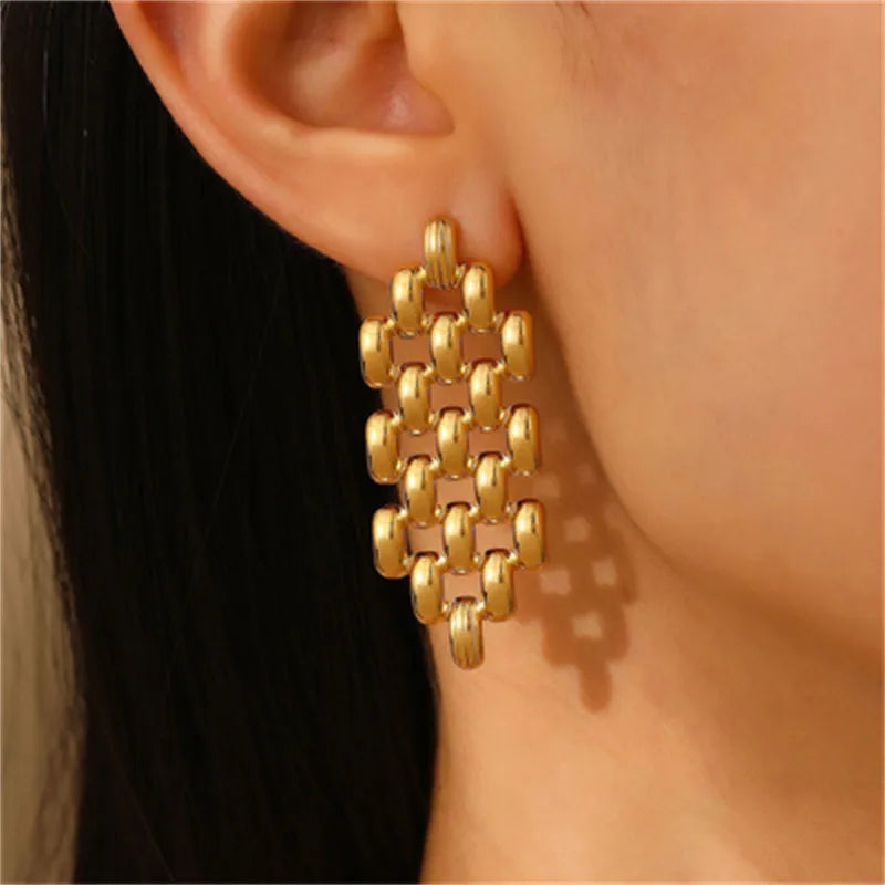 Casual Streetwear Geometric Plating 316 Stainless Steel  December Birthstone Turquoise Zircon 18K Gold Plated Bullet Backs Ear Studs