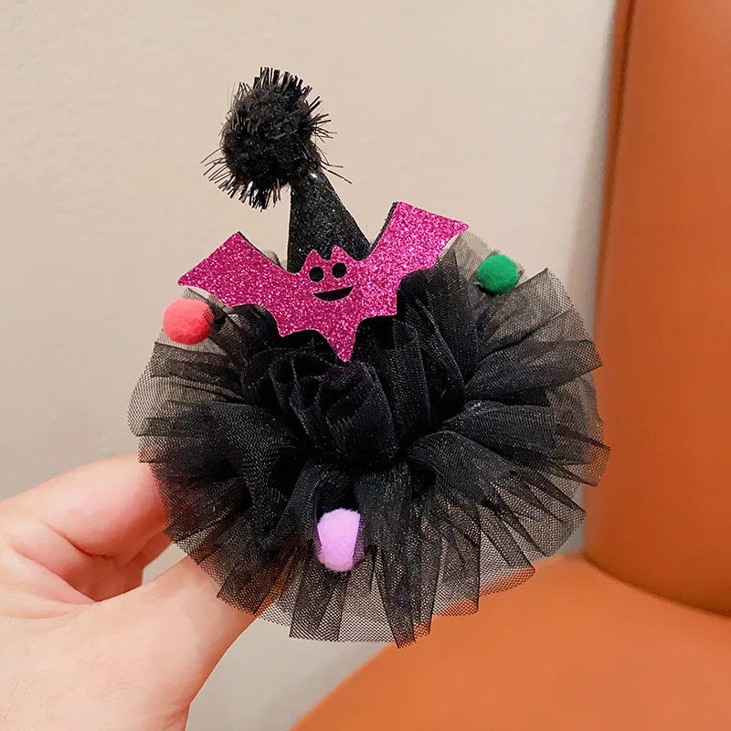 Halloween Cute Funny Kid'S Pumpkin Bat Hair Clip