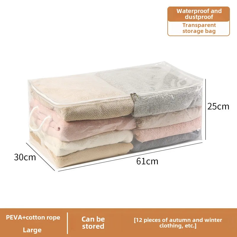 Quilt storage bag household transparent wardrobe large capacity clothes quilt storage box clothing moving packing bag artifact