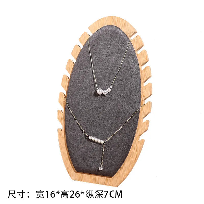 Flame Type Wooden Bamboo Necklace Bracelet Stand Jewelry Pendant Display Holder Academic Style Crafted Accessory Showpiece