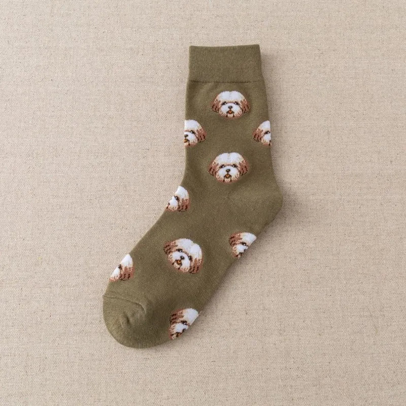 Elegant Lady Unisex Dog Cotton Ankle Socks A Pair