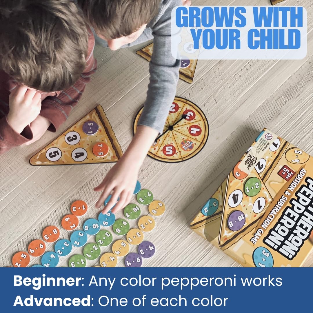 Pidoko Kids Matheroni Pepperoni Math Board Game – Addition & Subtraction for Ages 5–8 | Pizza-Themed STEM Fun