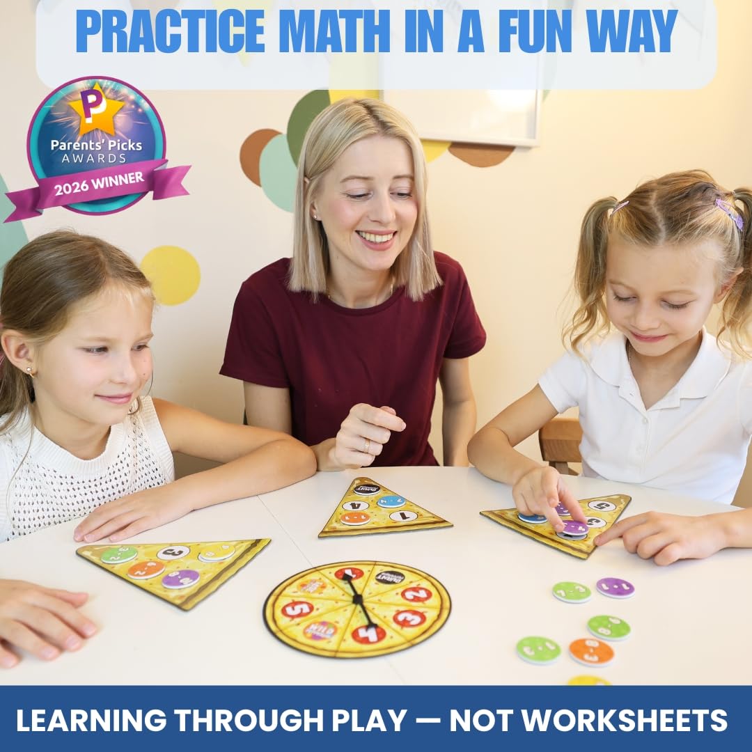 Pidoko Kids Matheroni Pepperoni Math Board Game – Addition & Subtraction for Ages 5–8 | Pizza-Themed STEM Fun