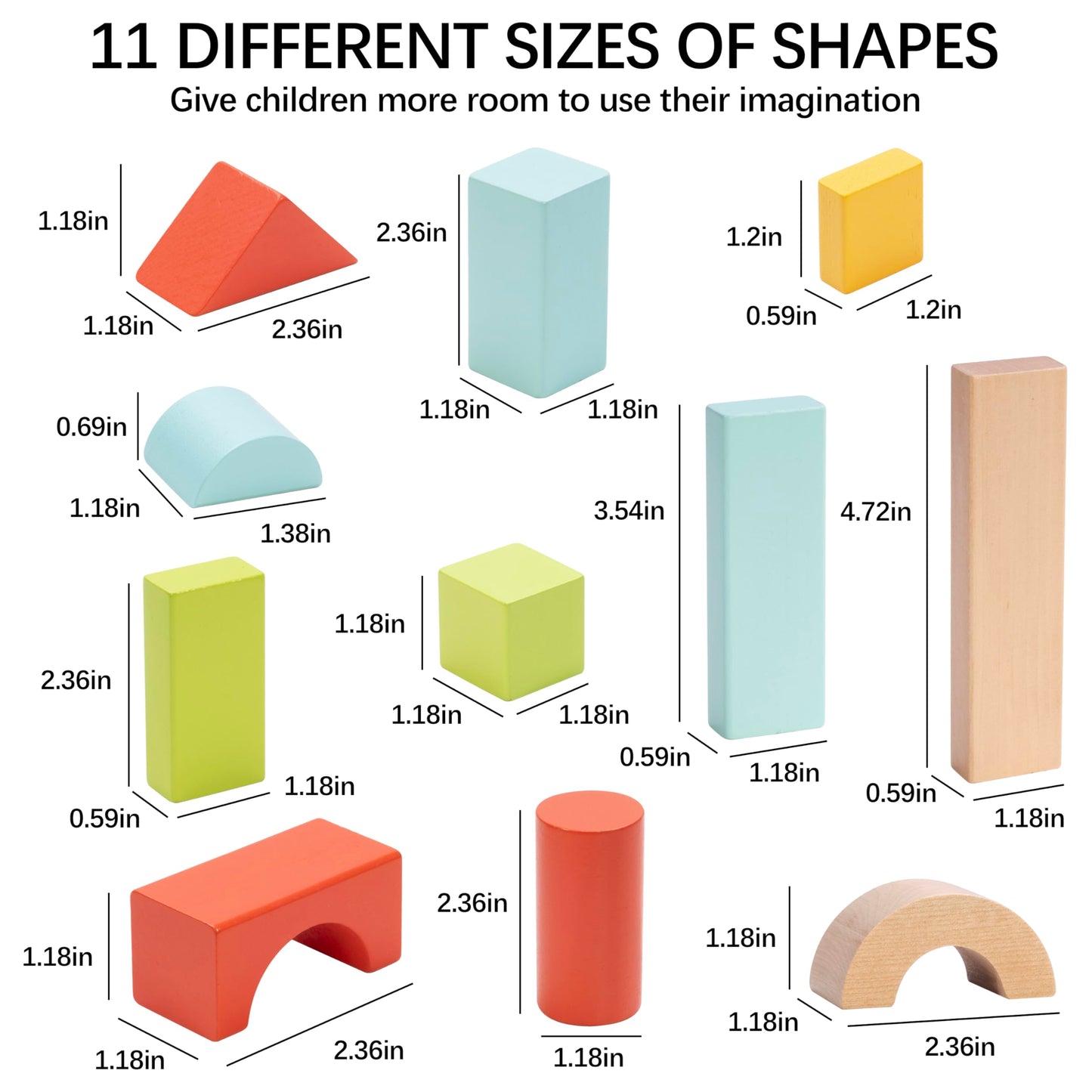 Pidoko Kids 100-Piece Wooden Building Blocks for Toddlers (1-3) | Storage Bucket & Shape Sorter Lid