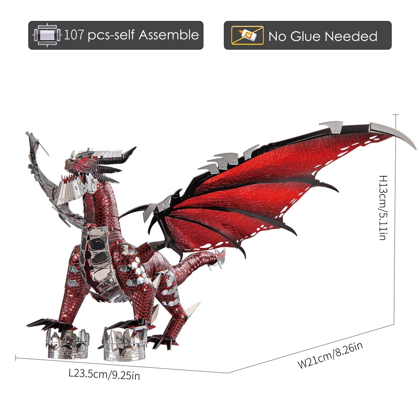 Piececool Black Dragon King 3D Metal Model Kit with DIY Tools | Challenging Family Time Project