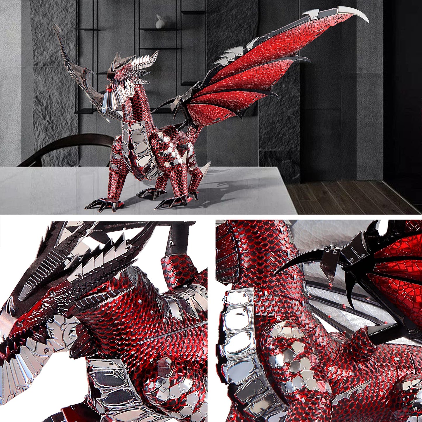 Piececool Black Dragon King 3D Metal Model Kit with DIY Tools | Challenging Family Time Project