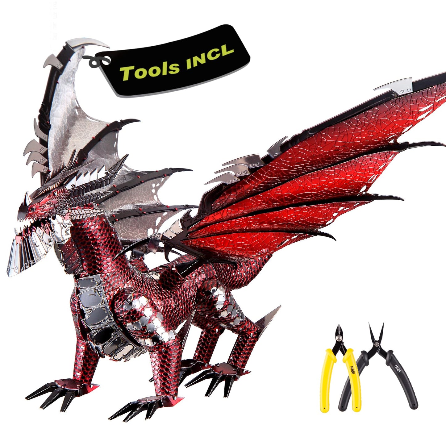 Piececool Black Dragon King 3D Metal Model Kit with DIY Tools | Challenging Family Time Project