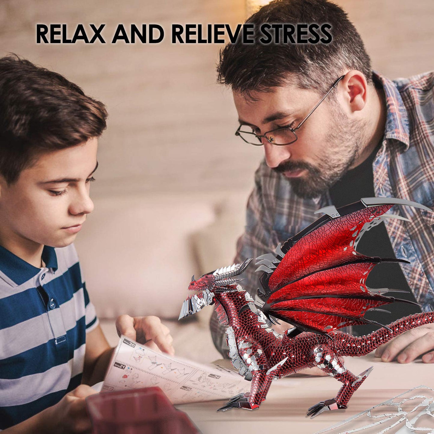Piececool Black Dragon King 3D Metal Model Kit with DIY Tools | Challenging Family Time Project