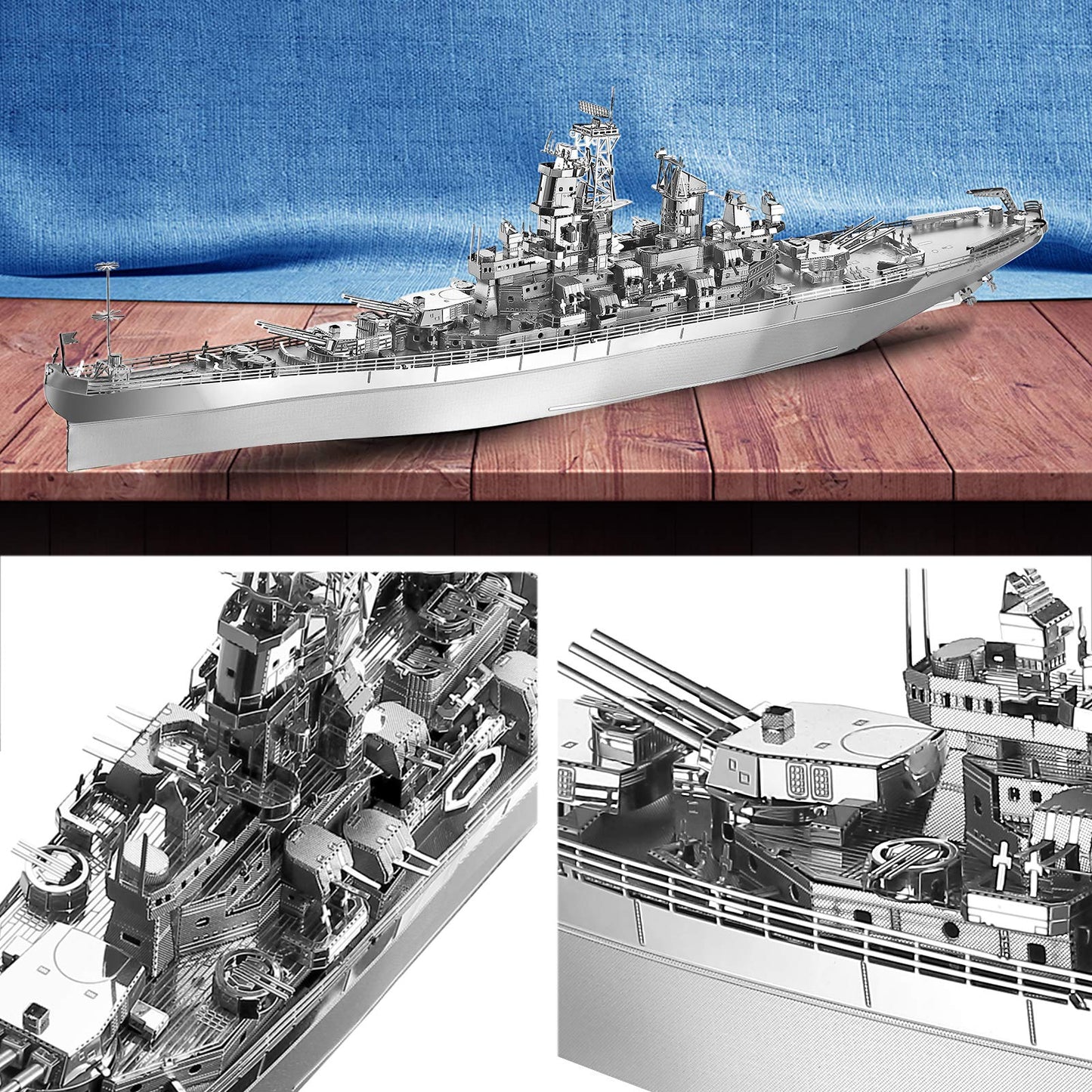 Piececool USS Missouri Battleship 3D Metal Puzzle – DIY Model Kit for Adults