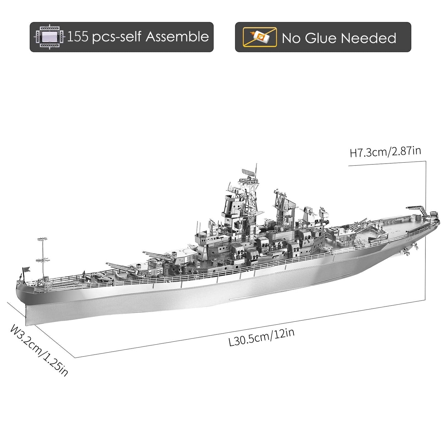 Piececool USS Missouri Battleship 3D Metal Puzzle – DIY Model Kit for Adults