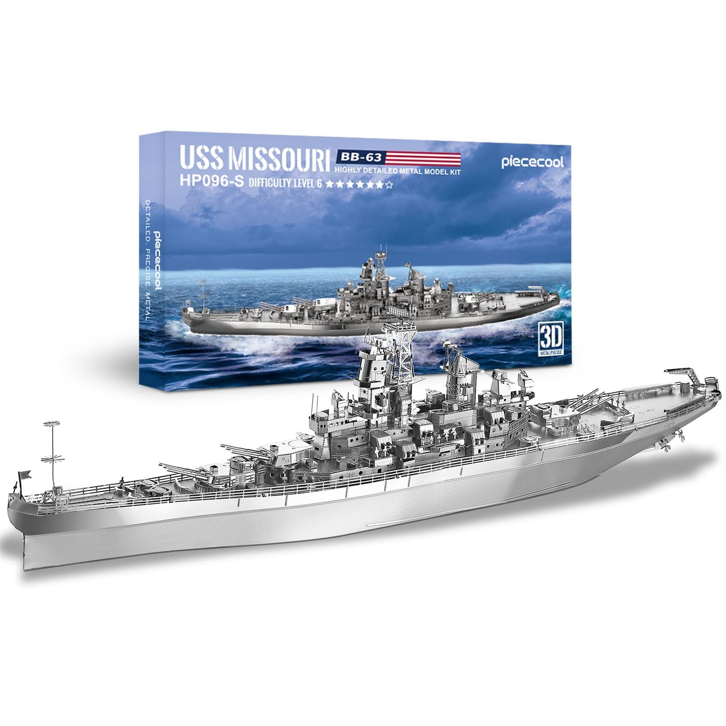 Piececool USS Missouri Battleship 3D Metal Puzzle – DIY Model Kit for Adults