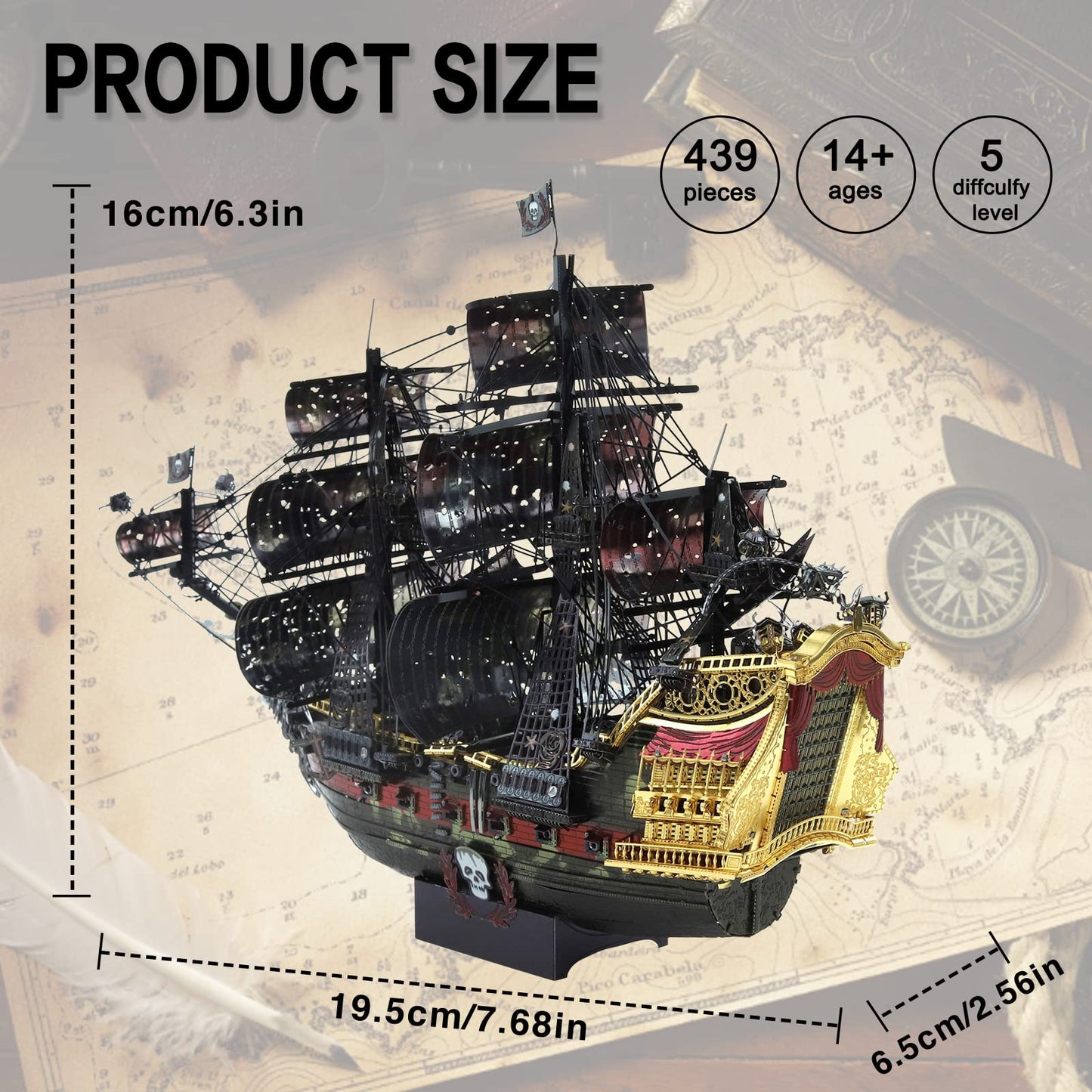 Piececool Queen Anne's Revenge 3D Metal Puzzle Kit for Adults