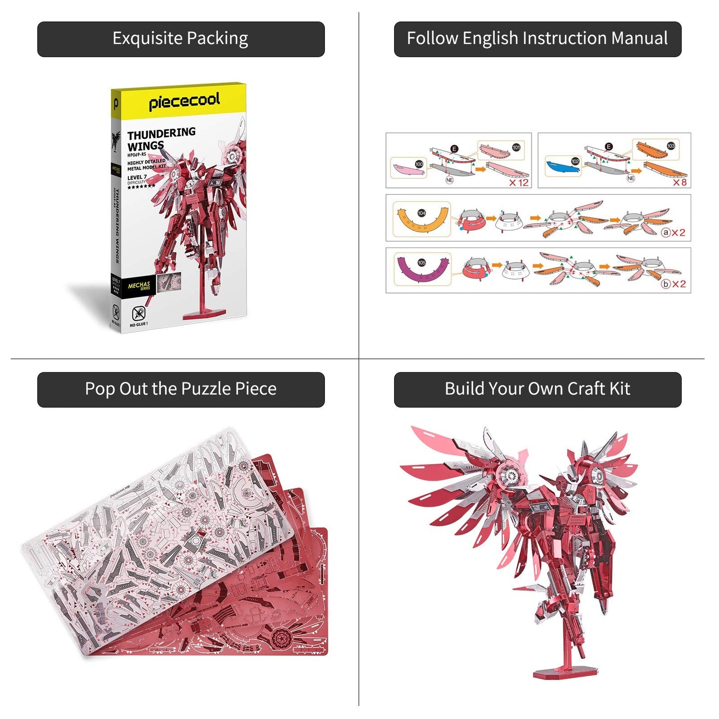 Piececool 3D Metal Puzzles – Thundering Wings Mecha Model Kit for Adults