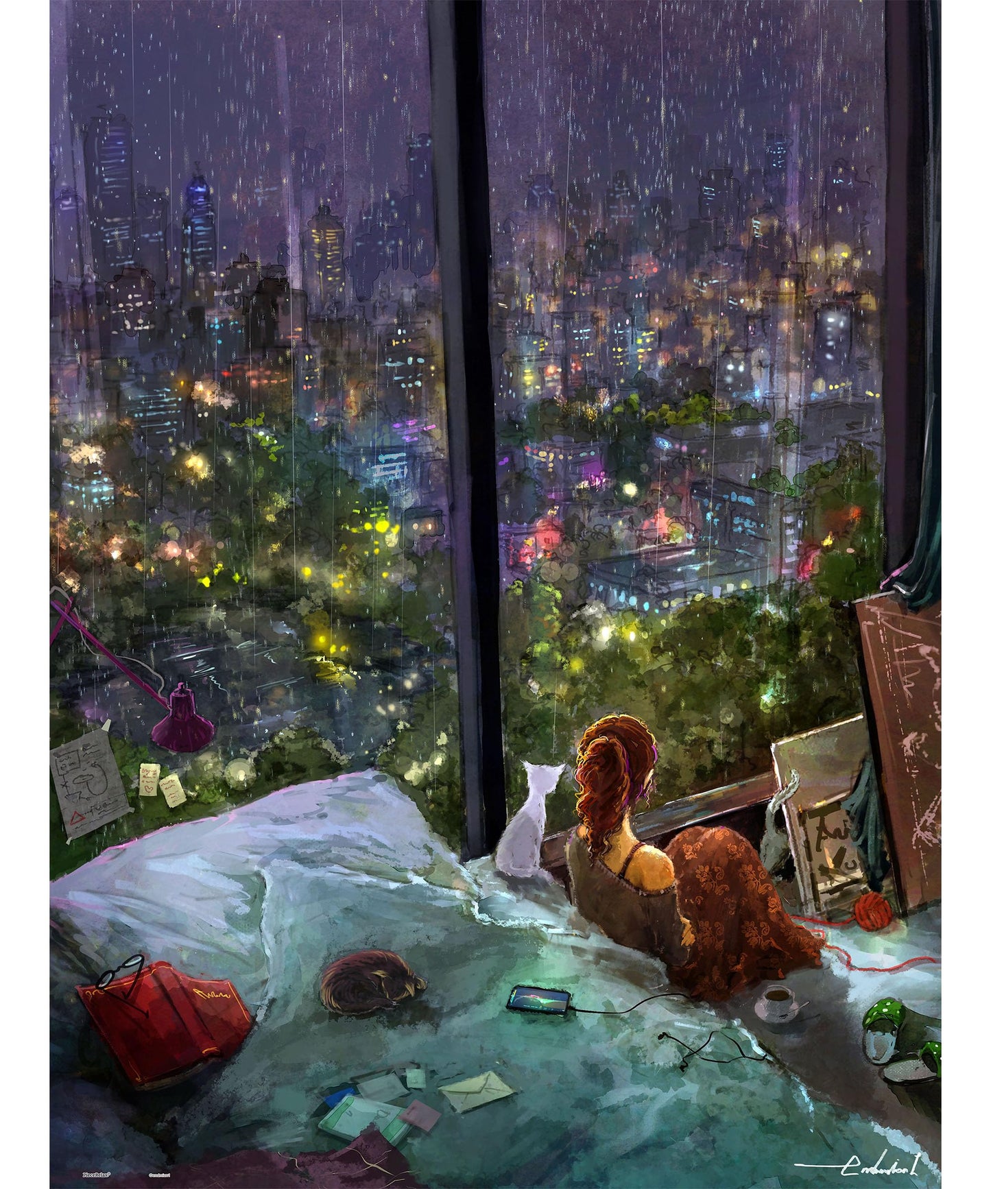 PieceRelax 1000-Piece Plastic Jigsaw Puzzle – Rainy Night, No Glue Needed | Endmion1