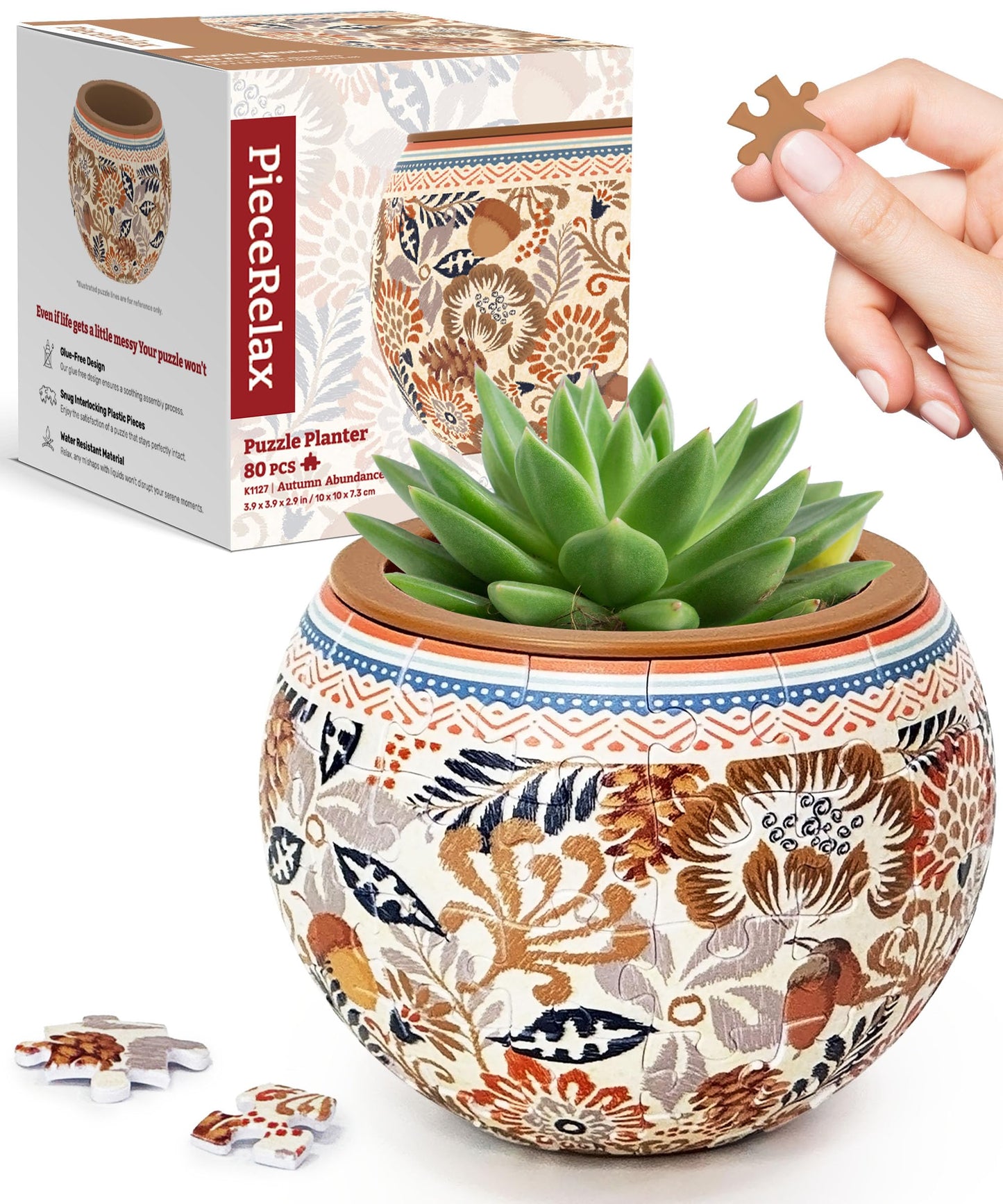 PieceRelax 3D Puzzle Planter 80 Pieces – Autumn Abundance for Indoor Plants