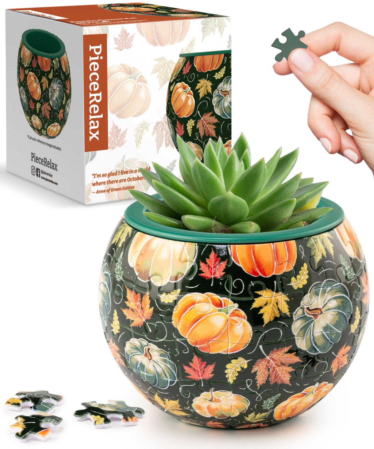 PieceRelax 3D Puzzle Planter 80 Pieces – Hello Pumpkin Season Flower Pot