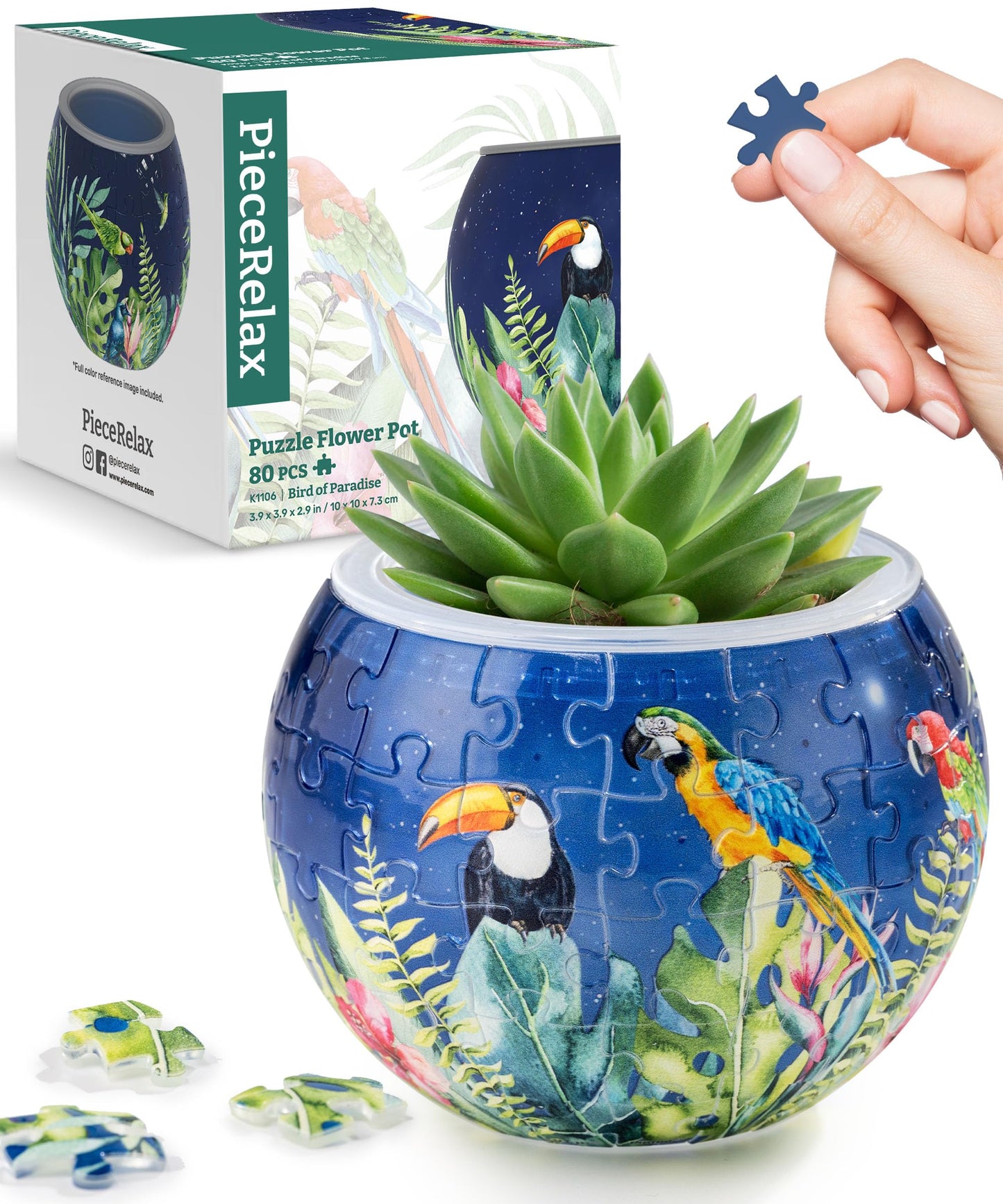 PieceRelax 3D Puzzle Planter – 80-Piece Bird of Paradise Flower Pot for Indoor Plants (K1106)