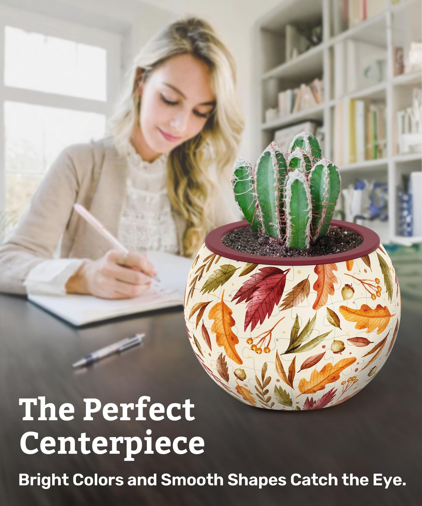 PieceRelax 3D Puzzle Planter – 80 Pieces, Dancing Leaves in Fall