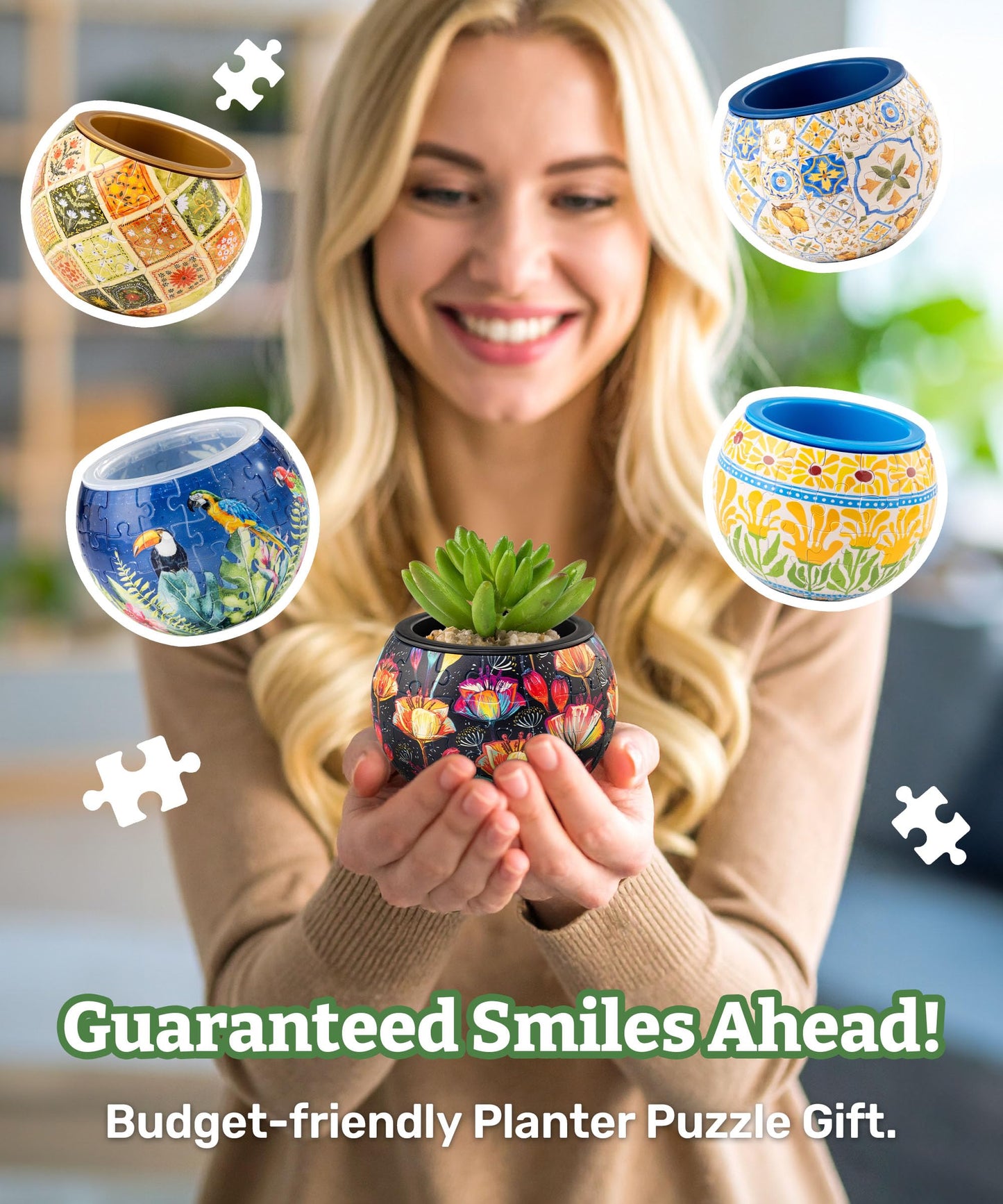 PieceRelax 3D Puzzle Planter – 80 Pieces, Dancing Leaves in Fall