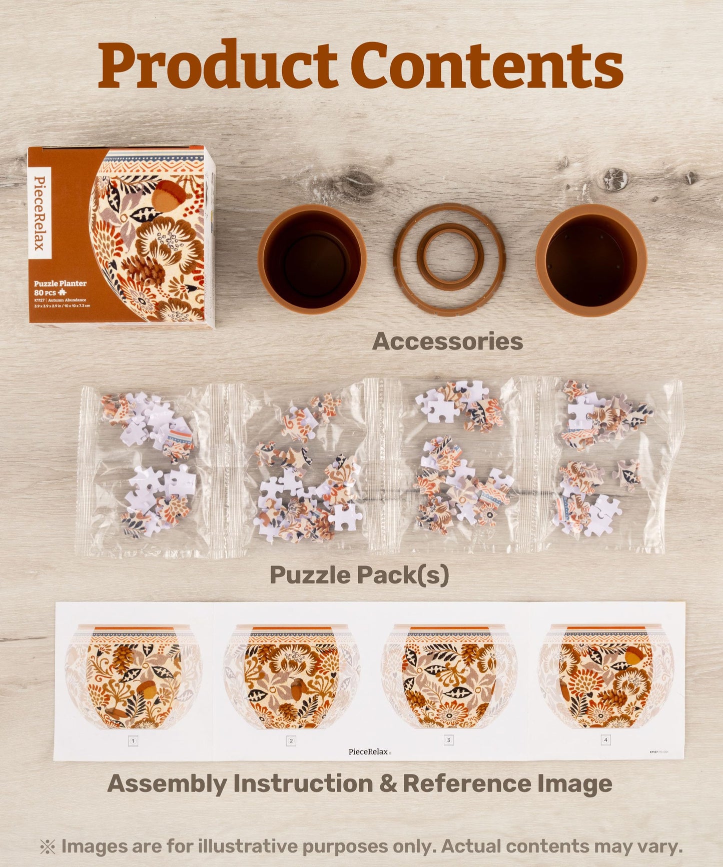 PieceRelax 3D Puzzle Planter – 80 Pieces, Dancing Leaves in Fall