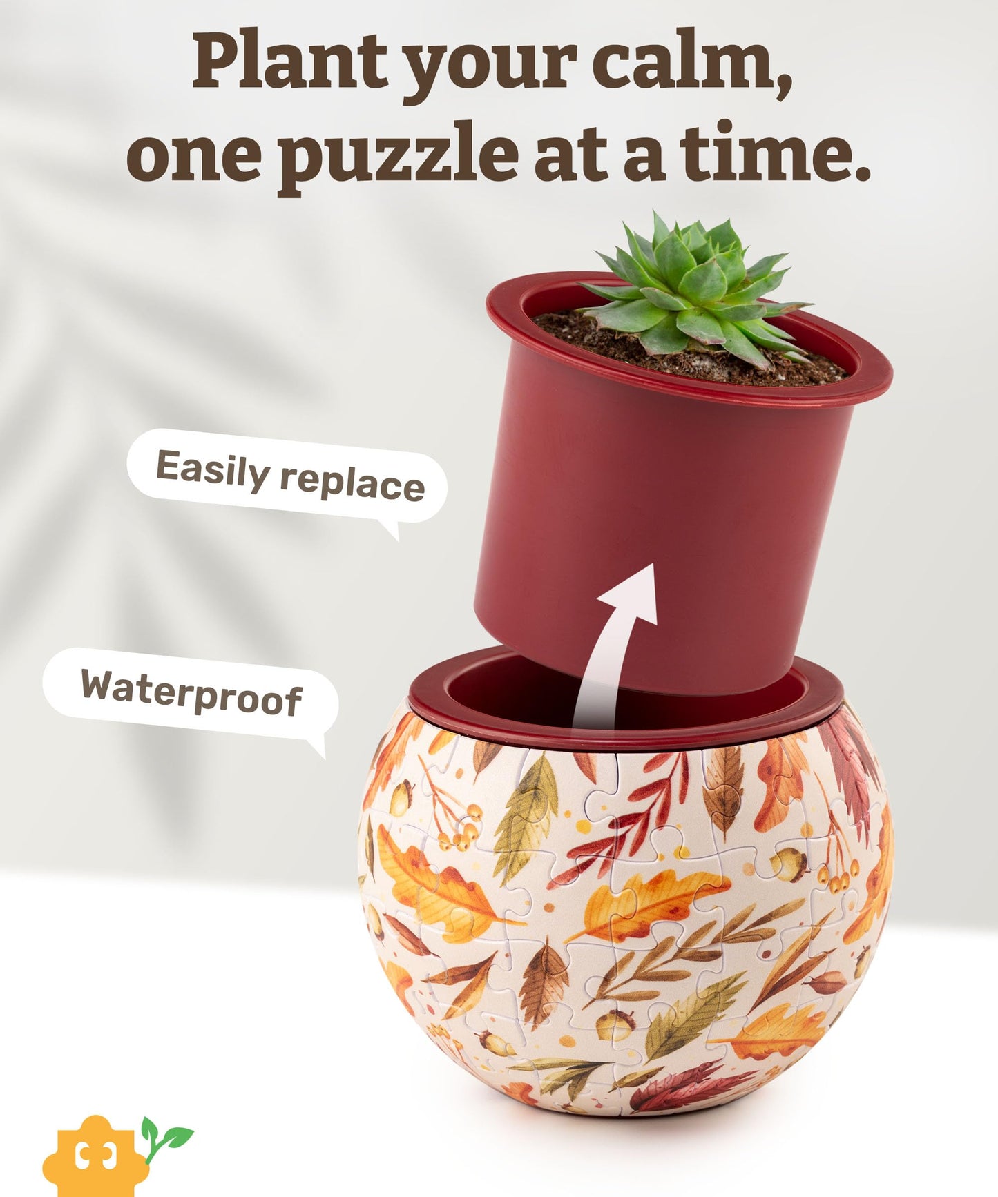 PieceRelax 3D Puzzle Planter – 80 Pieces, Dancing Leaves in Fall