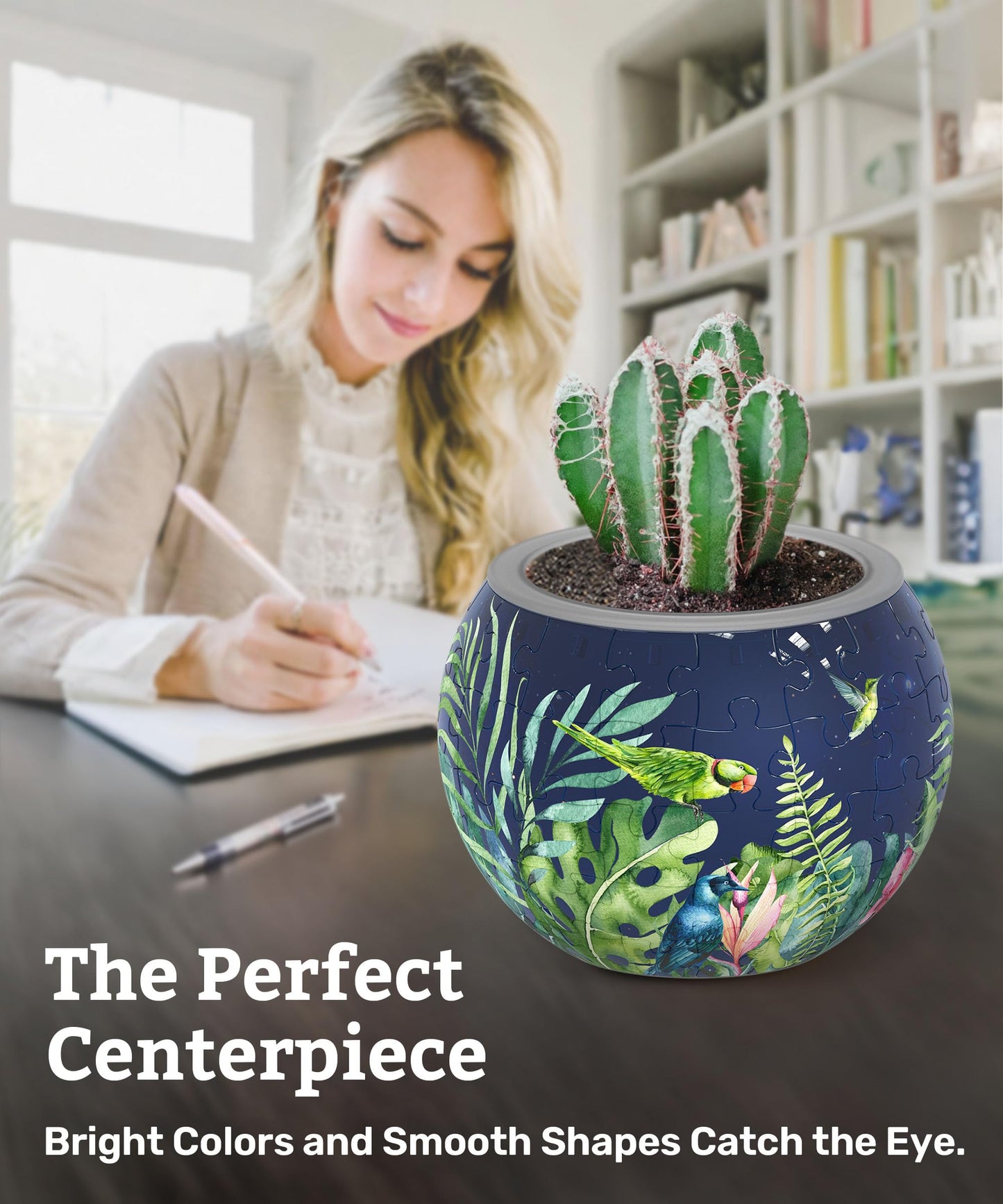 PieceRelax 3D Puzzle Planter – 80-Piece Bird of Paradise Flower Pot for Indoor Plants (K1106)