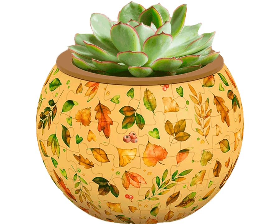 PieceRelax 3D Puzzle Planter 80 Pieces – Elegant Green Flower Pot for Indoor Cacti & Succulents
