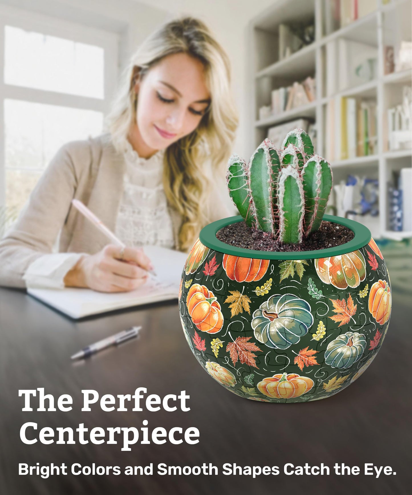 PieceRelax 3D Puzzle Planter 80 Pieces – Hello Pumpkin Season Flower Pot