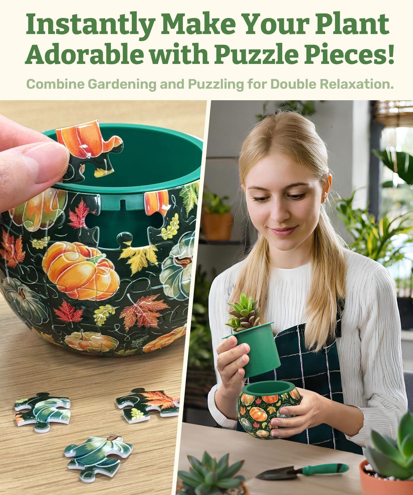 PieceRelax 3D Puzzle Planter 80 Pieces – Hello Pumpkin Season Flower Pot