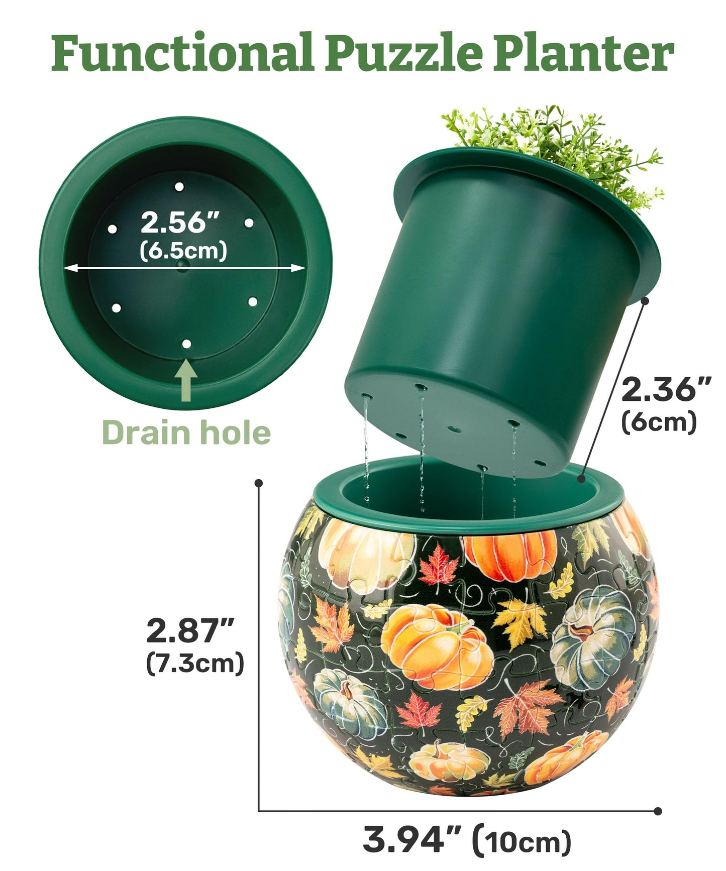 PieceRelax 3D Puzzle Planter - Oriental Floral Ornament, Small Round Pots with Drainage