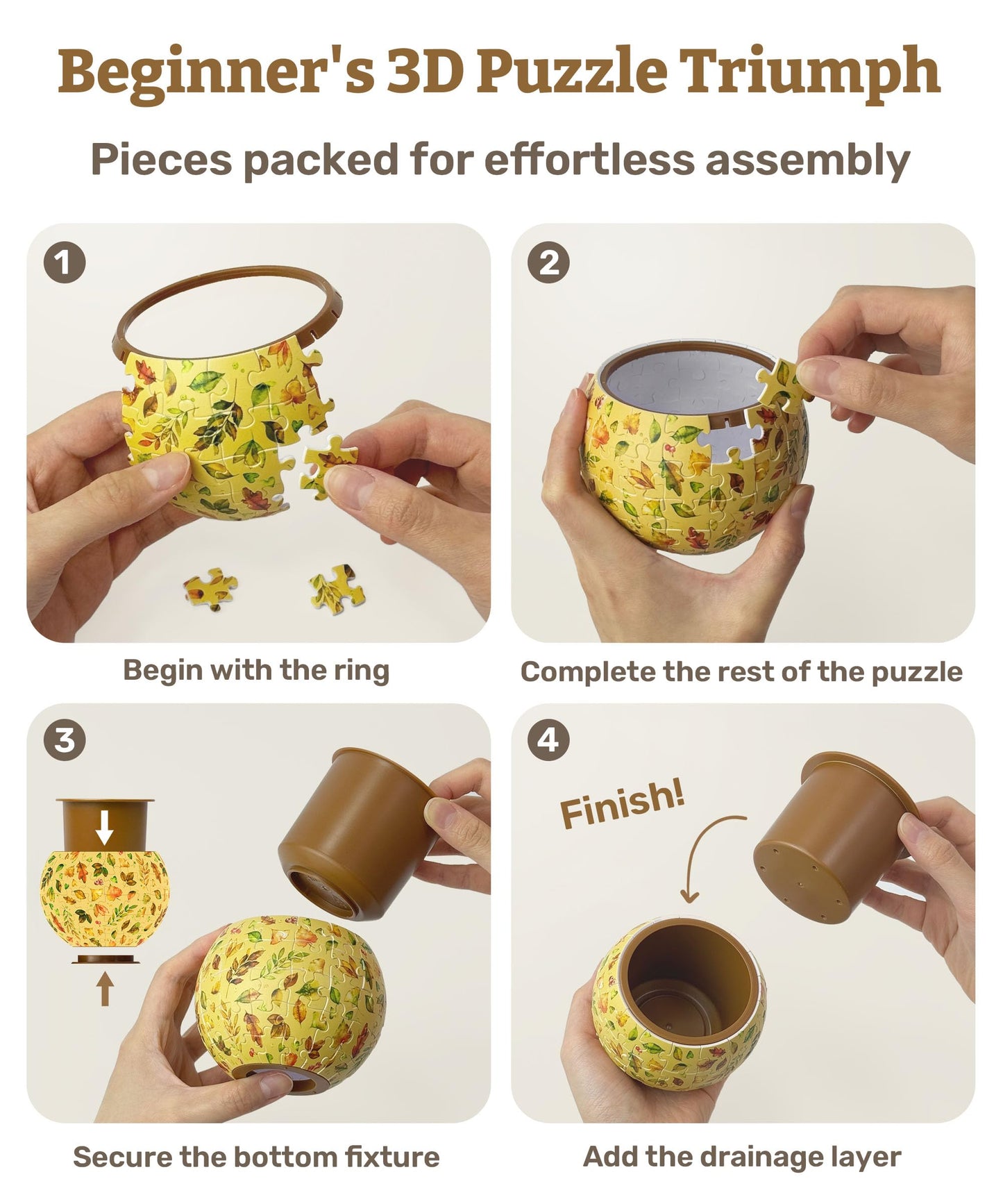 PieceRelax 3D Puzzle Planter 80 Pieces – Hello Pumpkin Season Flower Pot