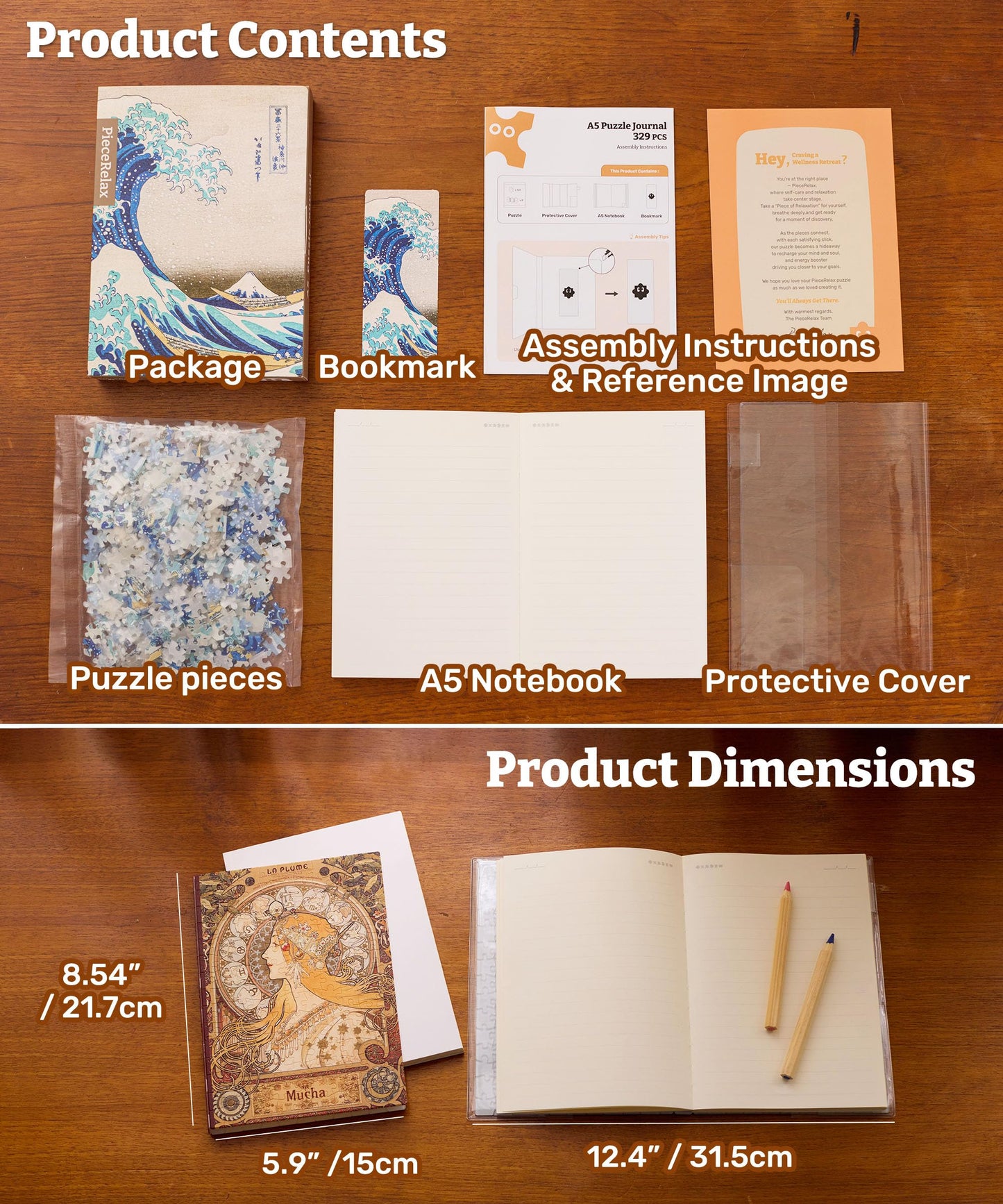 PieceRelax A5 Puzzle Journal: Alphonse Mucha Zodiac Cover, 300-Piece Jigsaw