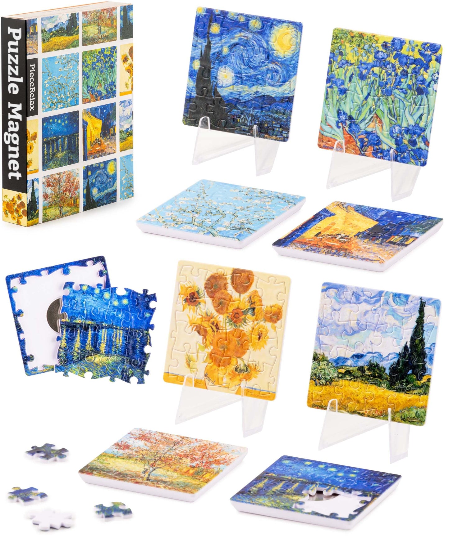 PieceRelax Magnet Puzzle for Adults - 128 Pieces, Van Gogh Palette, Unique Gift & Home Decor