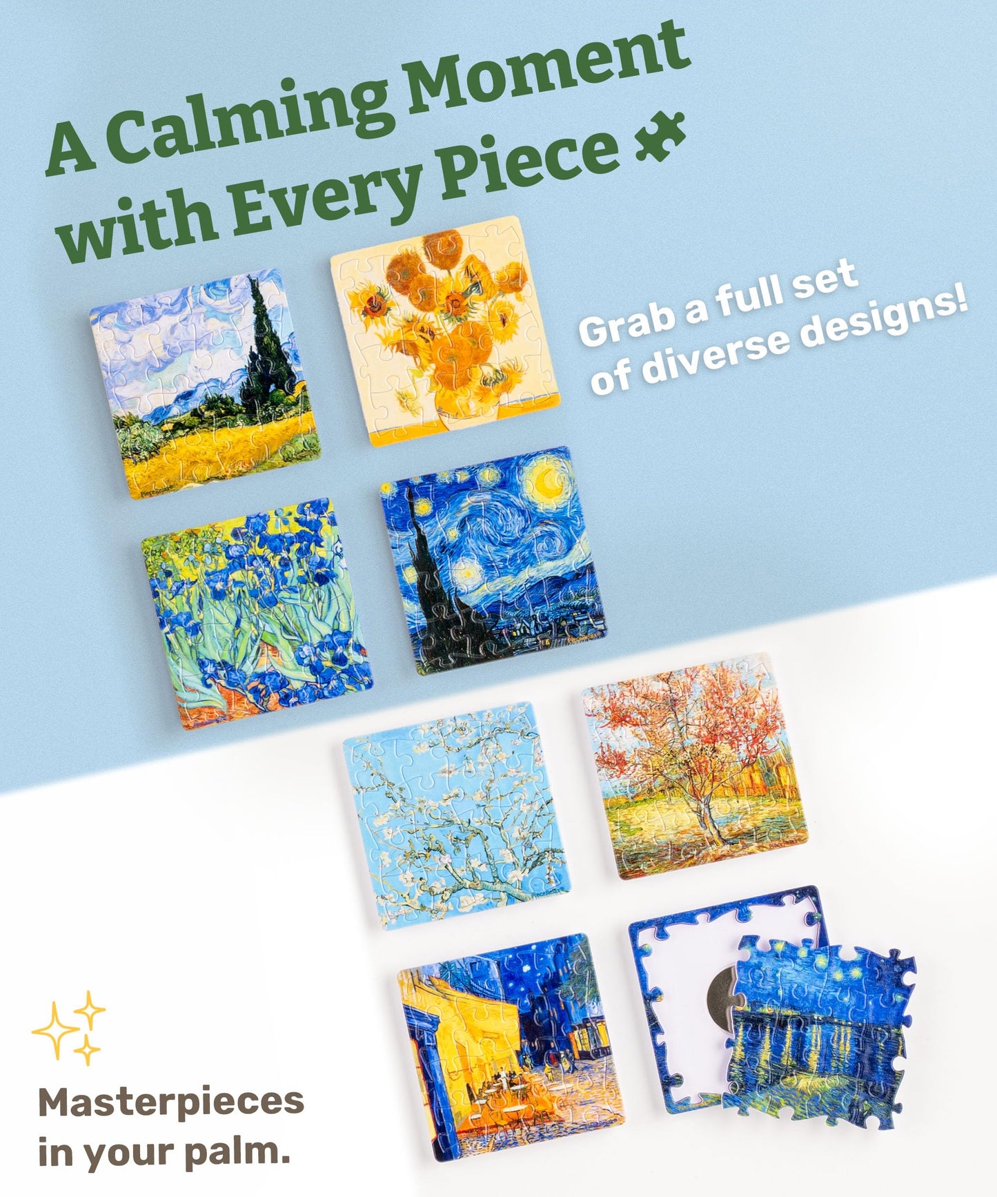 PieceRelax Magnet Puzzle for Adults - 128 Pieces, Van Gogh Palette, Unique Gift & Home Decor