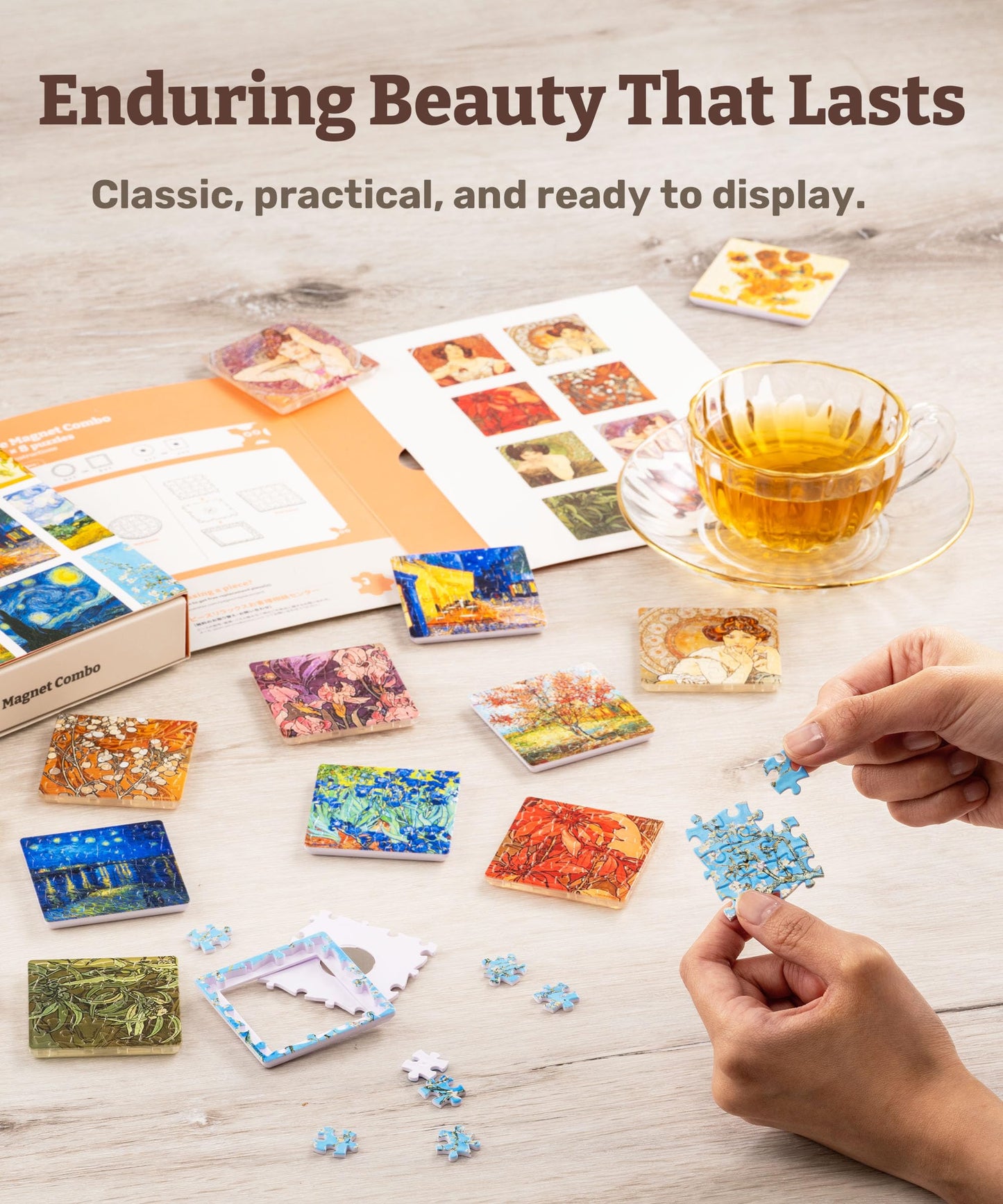 PieceRelax Magnet Puzzle for Adults - 128 Pieces, Van Gogh Palette, Unique Gift & Home Decor