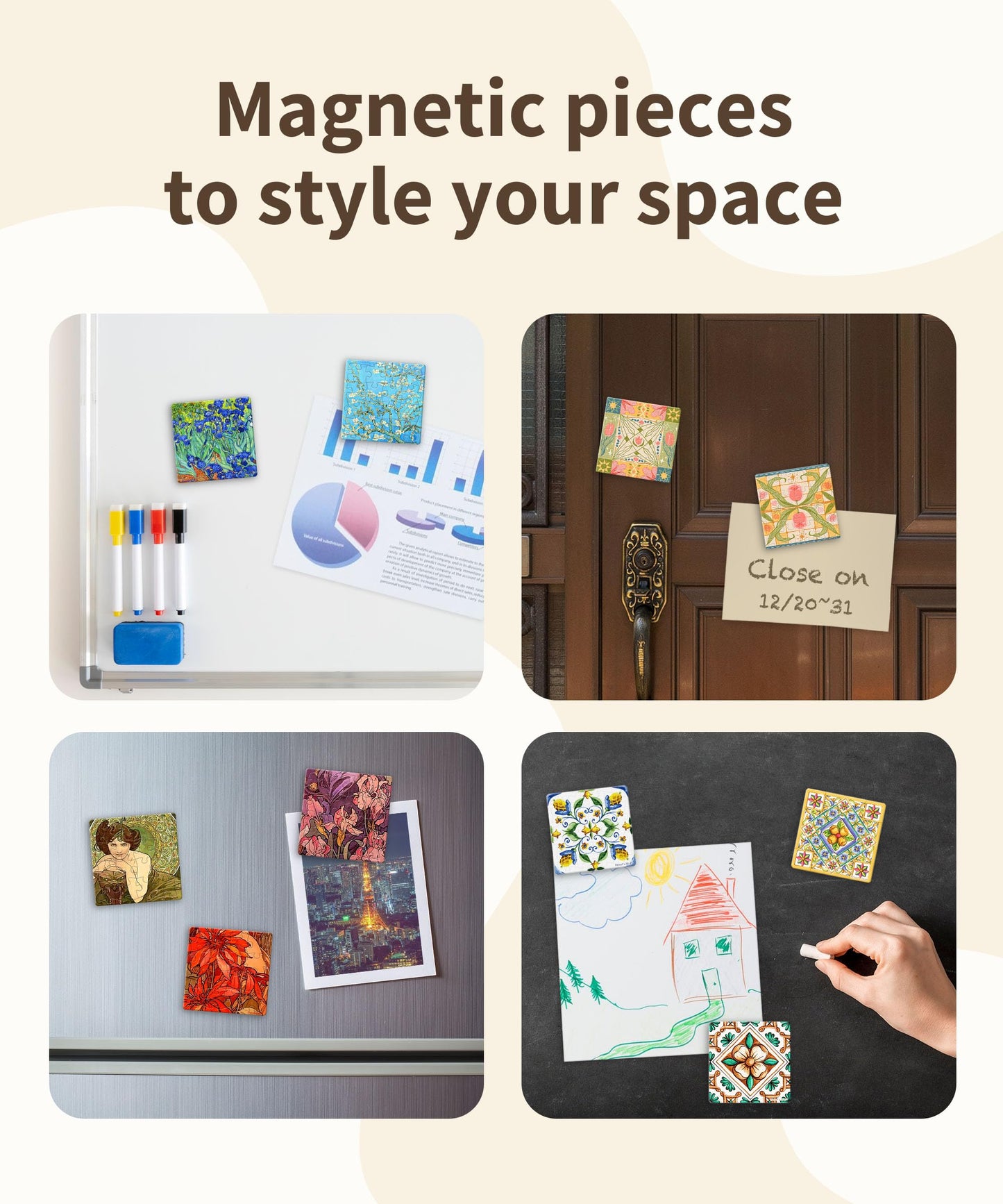 PieceRelax Magnet Puzzle for Adults - 128 Pieces, Van Gogh Palette, Unique Gift & Home Decor